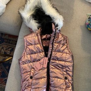 NWT Metallic faux fur vest